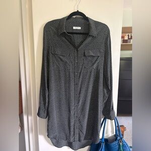 Equipment Black & White Patterned Button-Down Dress